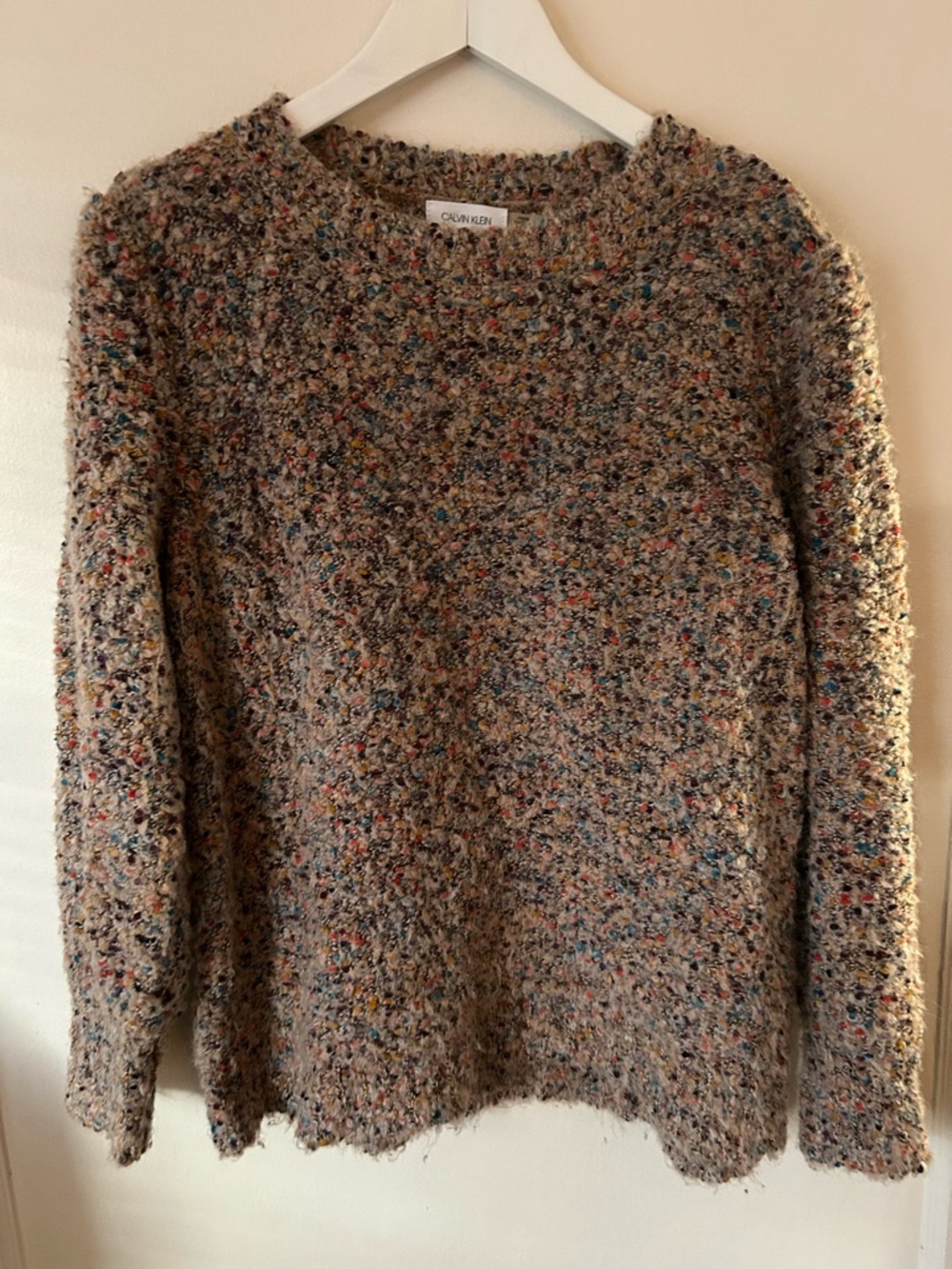Calvin Klein Beige Multicolor Speckled Crewneck Sweater